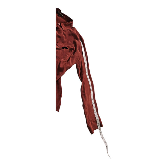 Express Women's Size Small Red Long Sleeve Button Up Shirt - Picture 8 of 8